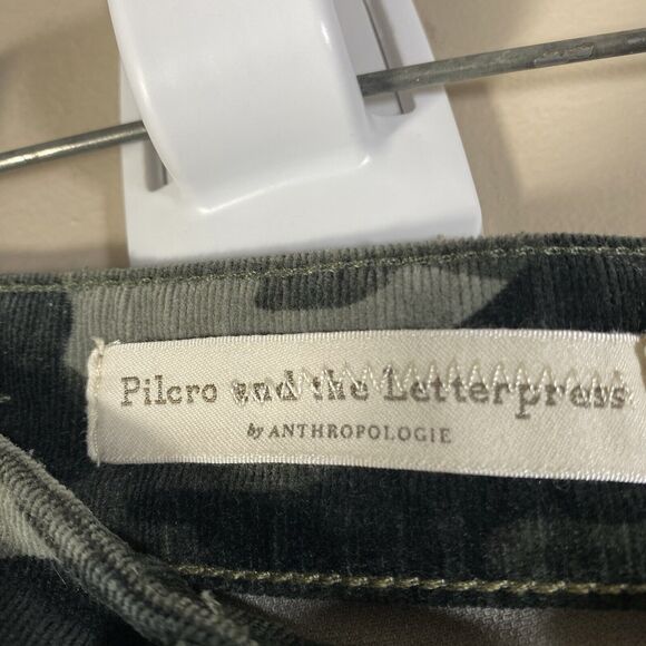 Pilcro and the Letterpress High Rise Skinny Camo Green Corduroy Pants Womens 30 - Picture 5 of 14